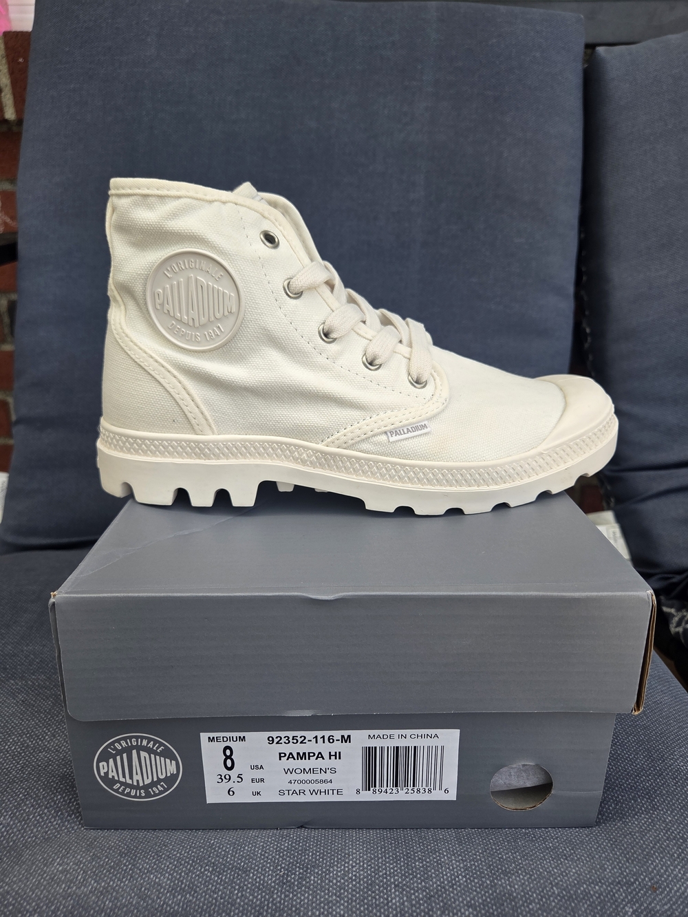 Palladium Pampa Hi Women's Canvas Boots Star White UK 6, US 8